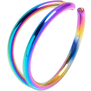 20 Gauge 5/16 Rainbow Double Nose Hoop