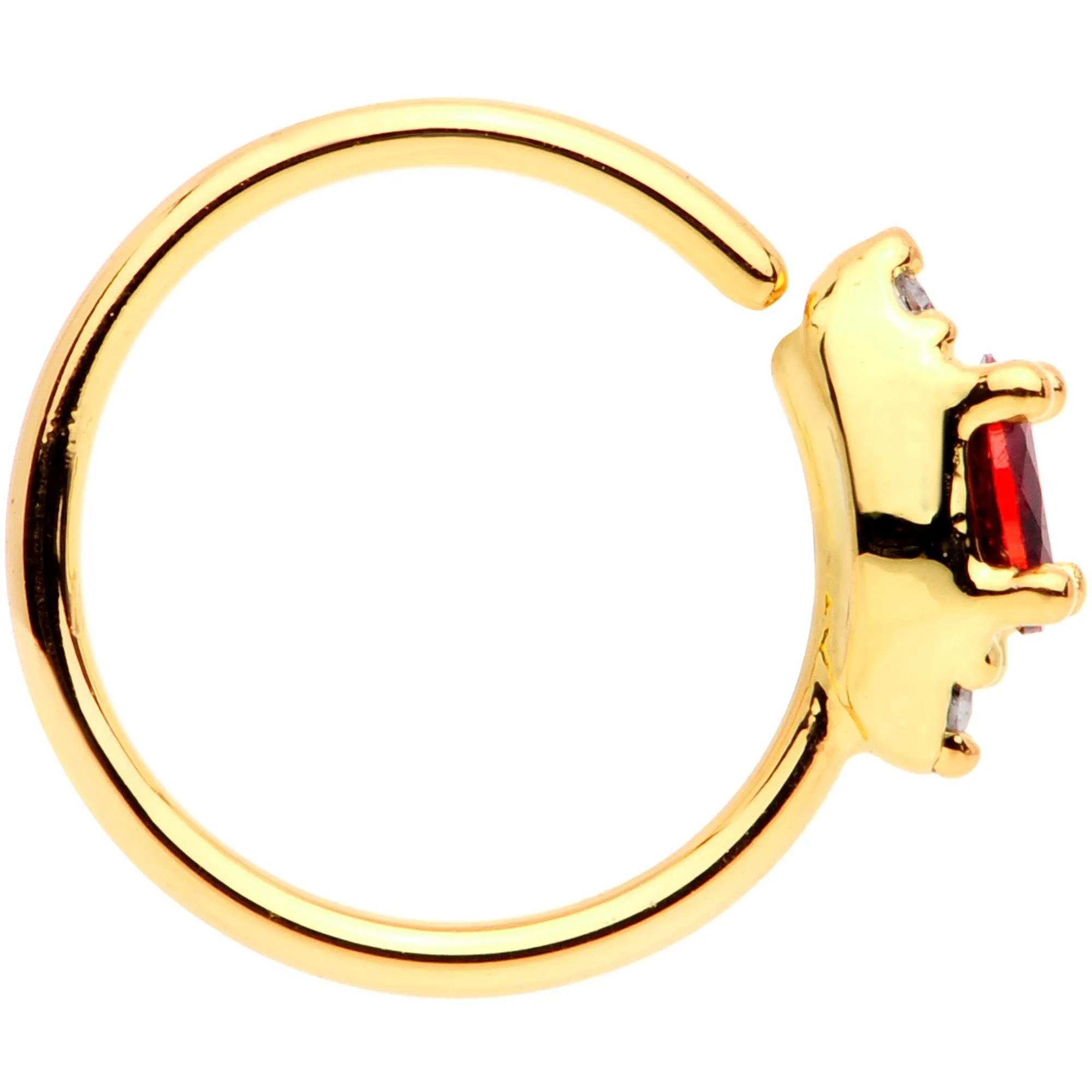 20 Gauge 5/16 Red Clear CZ Gem Gold Tone Seamless Circular Ring