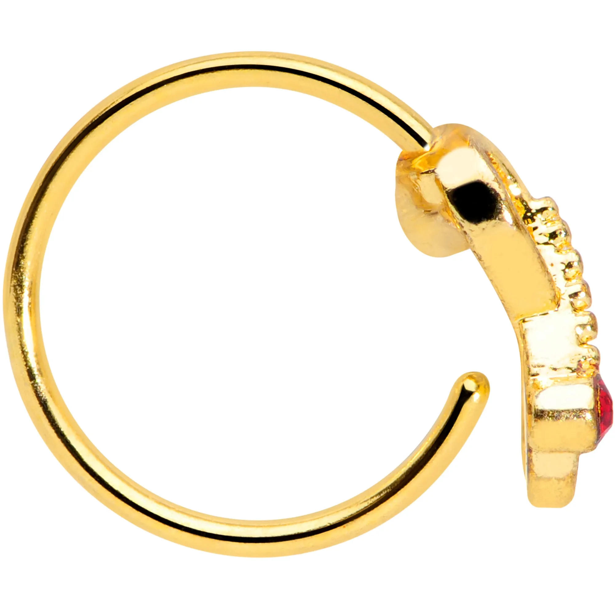 20 Gauge 5/16 Red Gem Gold Tone Infinity Love Nose Hoop