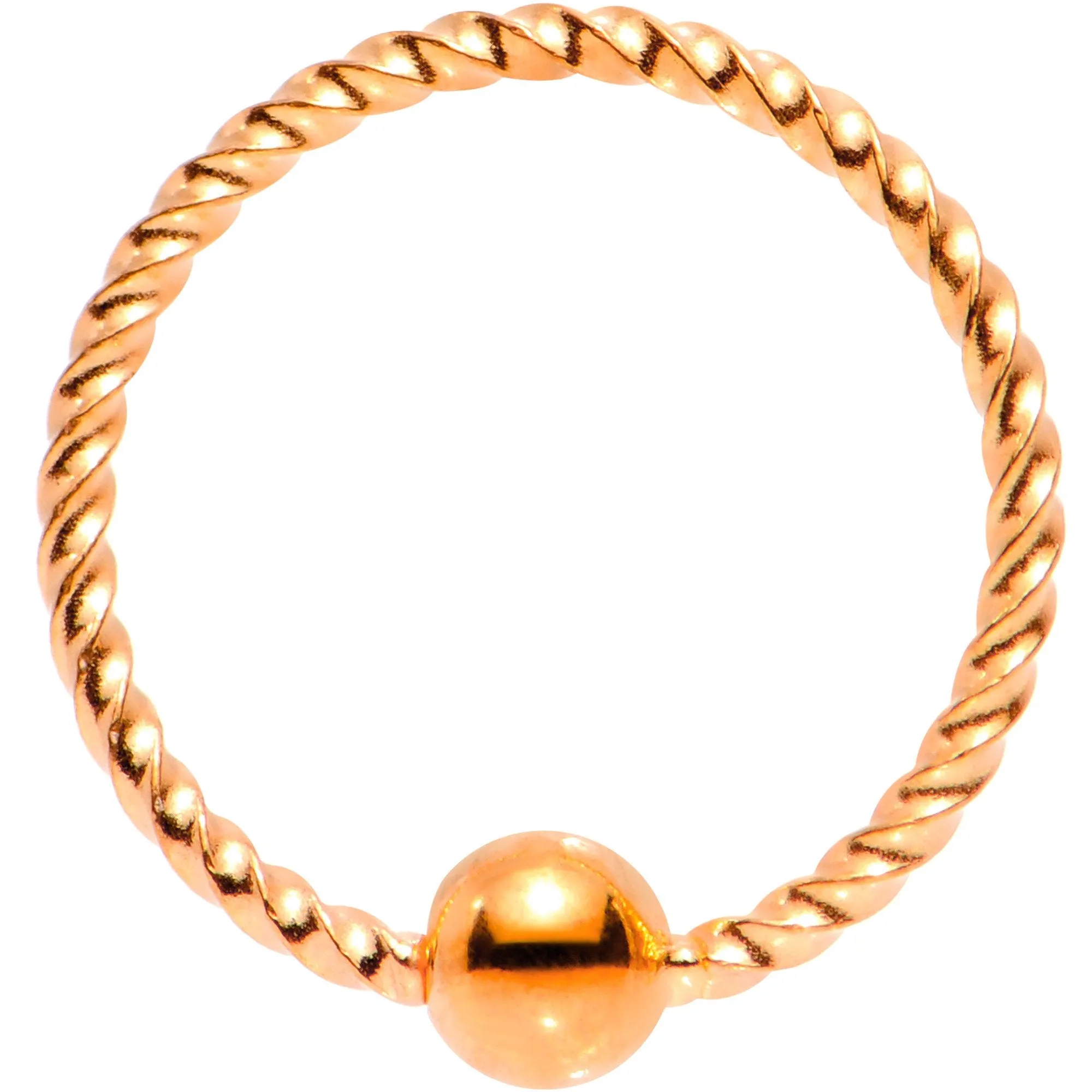 20 Gauge 5/16 Rose Gold Tone Anodized So Twisted Captive Style Seamless Ring