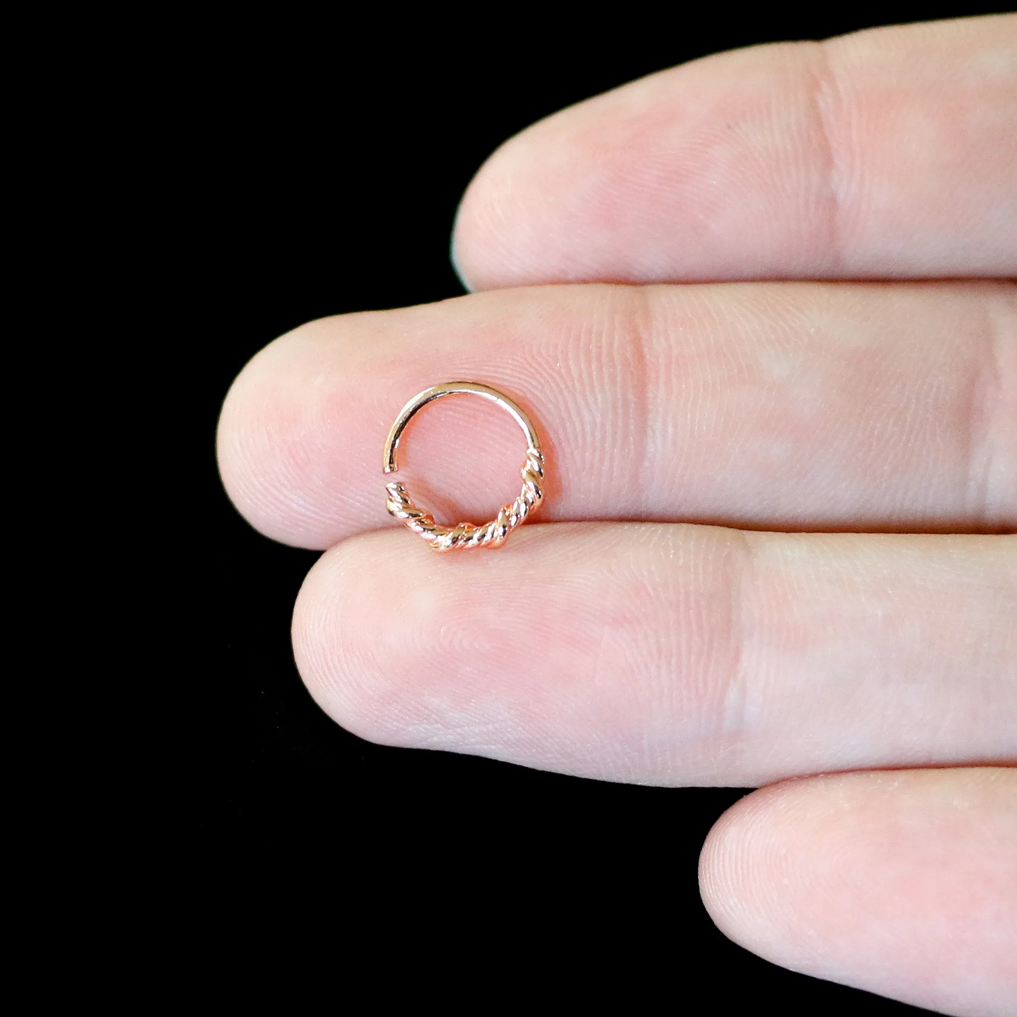 20 Gauge 5/16 Rose Gold Tone Wicked Wire Seamless Nose Hoop