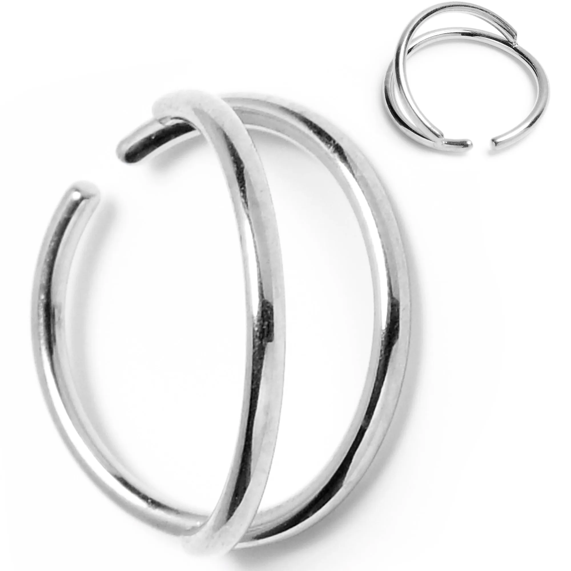 20 Gauge 5/16 Stainless Steel Double Nose Hoop