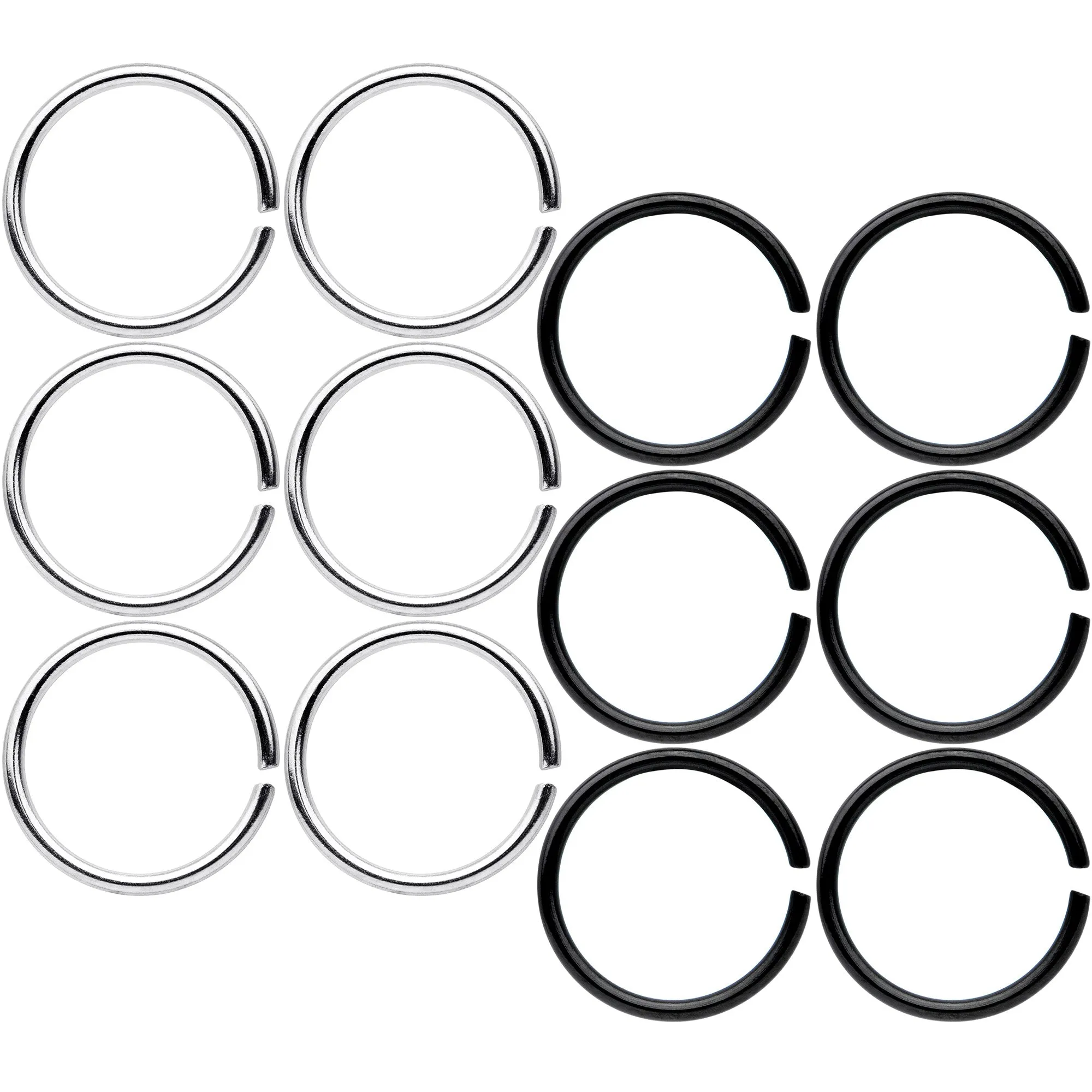 20 Gauge 5/16 Steel Black Anodized Seamless Circular Ring Set of 12