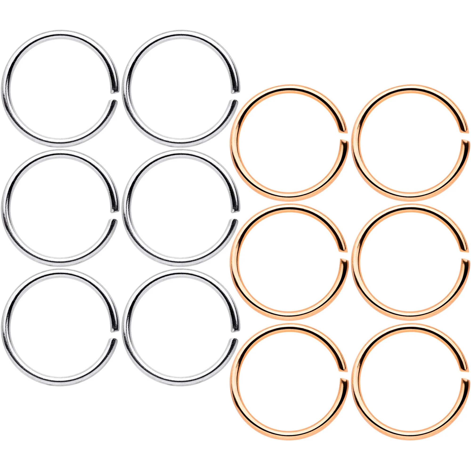 20 Gauge 5/16 Steel Rose Gold Tone Anodized Seamless Circular Ring Set of 12