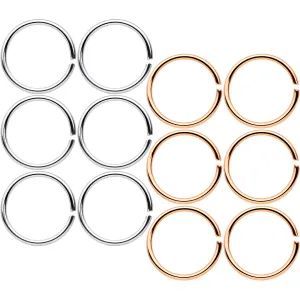 20 Gauge 5/16 Steel Rose Gold Tone Anodized Seamless Circular Ring Set of 12