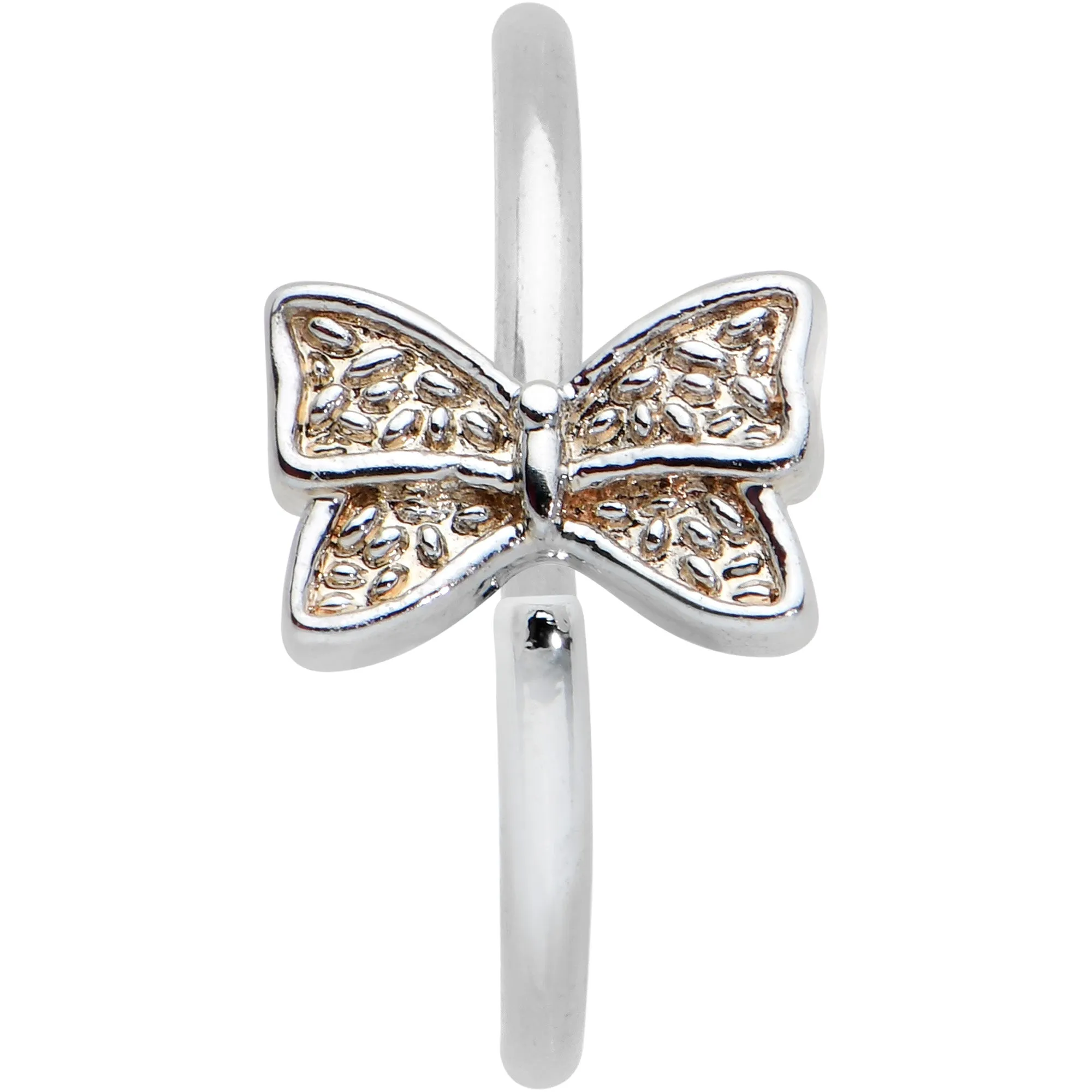 20 Gauge 5/16 Textured Little Bow Seamless Nose Hoop