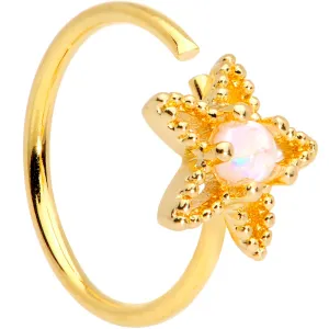 20 Gauge 5/16 White Faux Opal Gold Tone Star Seamless Circular Ring
