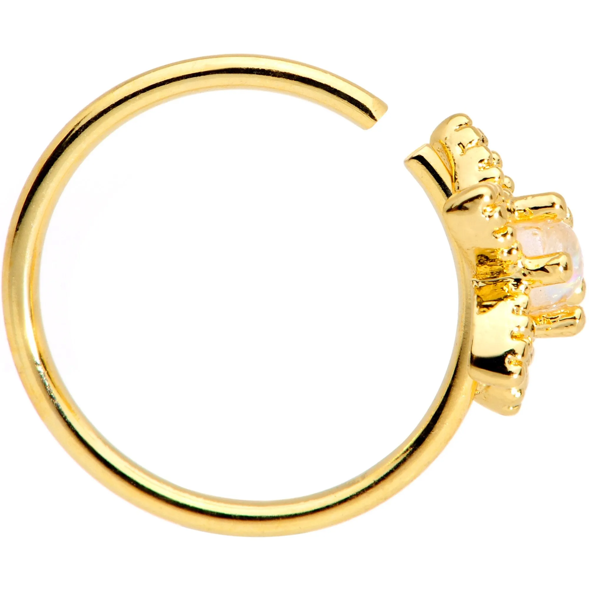 20 Gauge 5/16 White Faux Opal Gold Tone Star Seamless Circular Ring