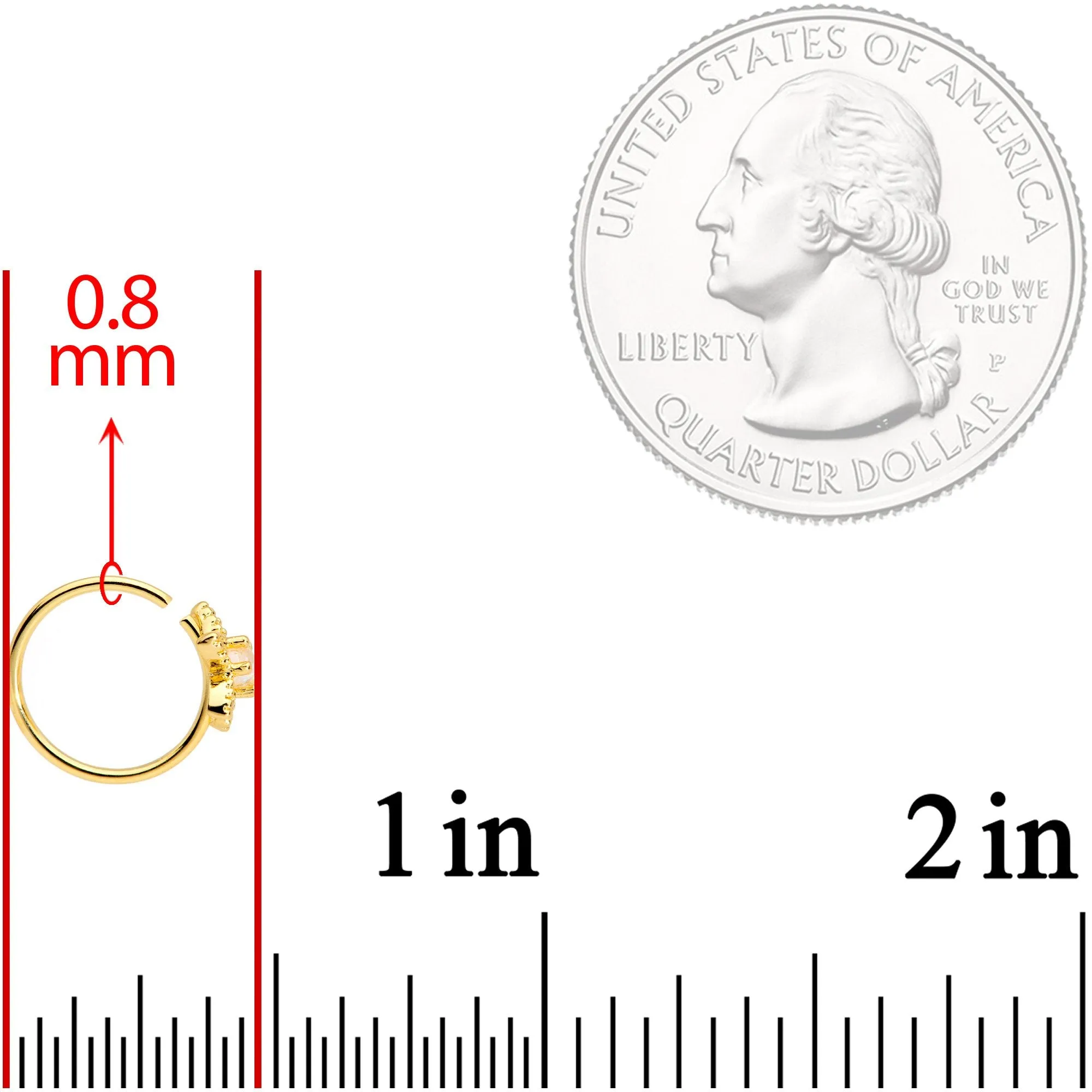20 Gauge 5/16 White Faux Opal Gold Tone Star Seamless Circular Ring