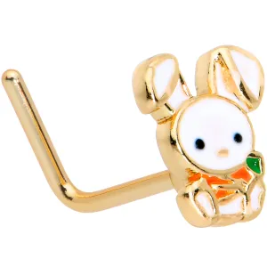 20 Gauge 7mm Gold Tone Cutie Easter Bunny L Shape Nose Ring