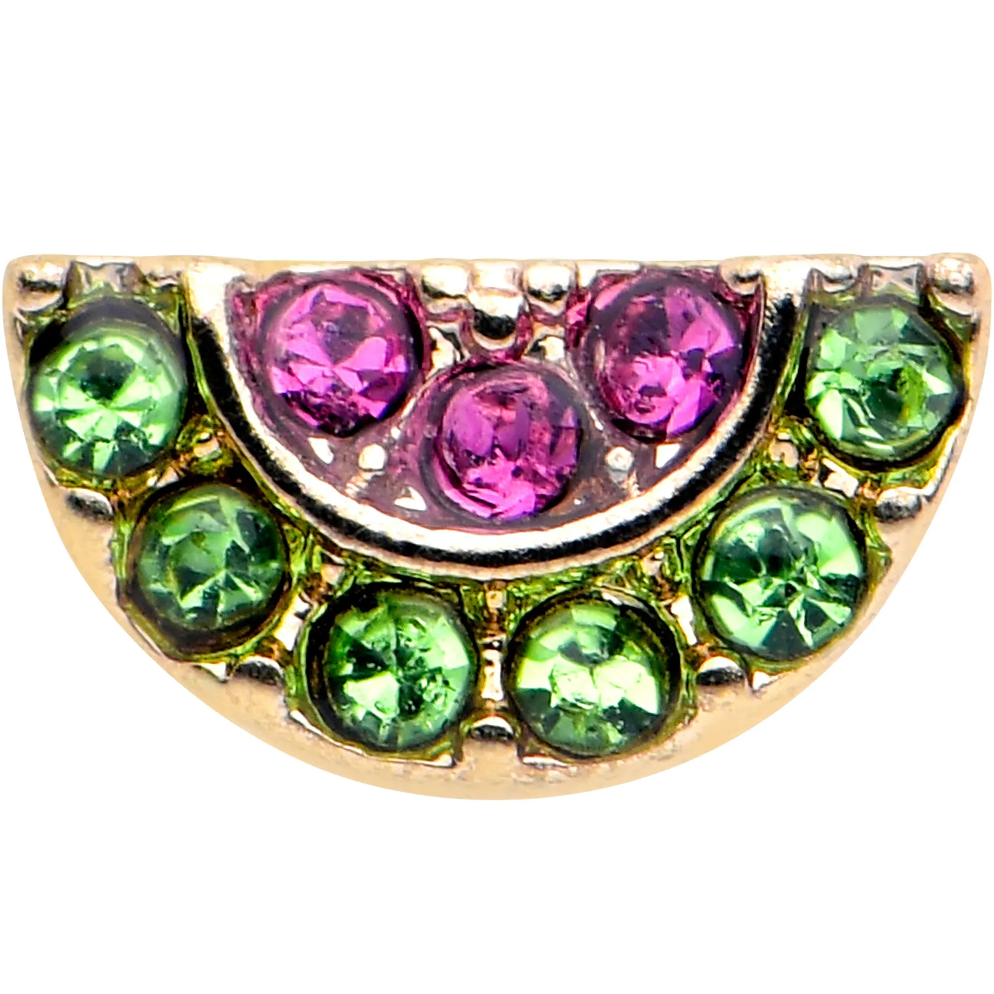 20 Gauge 7mm Pink Gem Gold Tone Watermelon Yum L Shape Nose Ring
