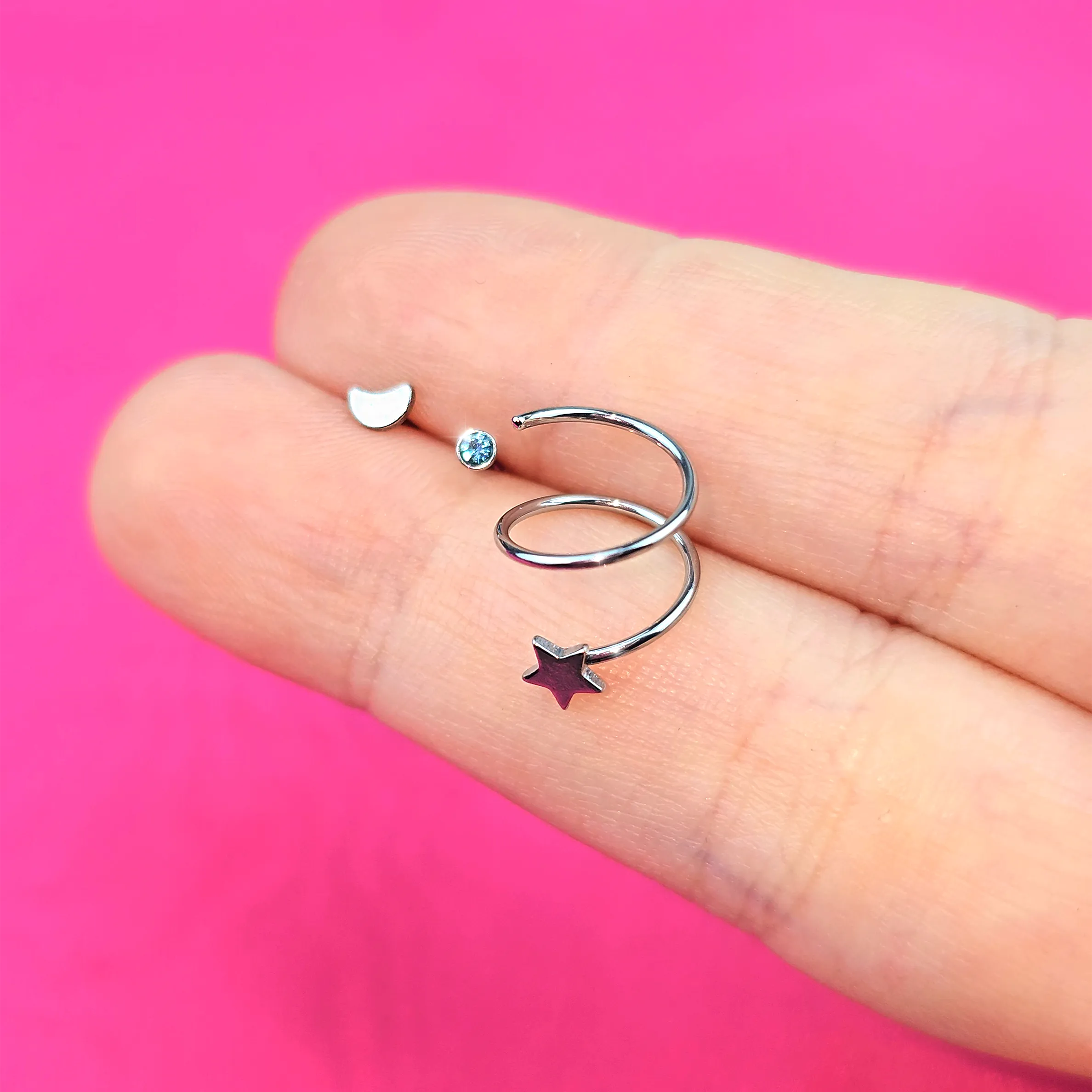 20 Gauge Nose Bone Snake Twister Double Nose Hoop Ring 3 Pack