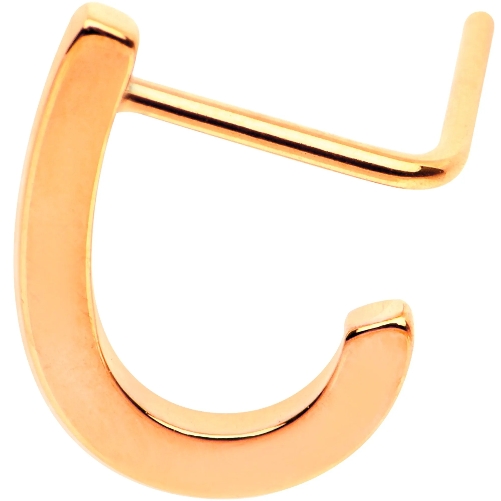 20 Gauge Rose Gold Tone Faux Hoop L Shaped Nose Ring
