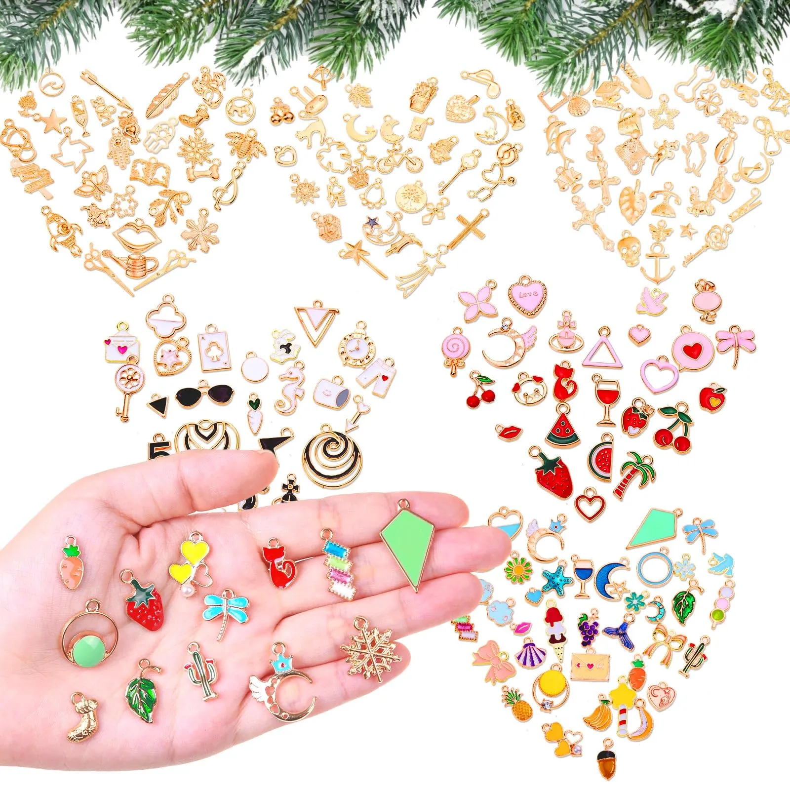 200Pcs Charms for Jewelry Making, Assorted Jewelry Bangle Charms, Wholesale Mixed Bulk Metal Earring Charms for DIY Necklace Bracelet Jewelry Making and Crafting