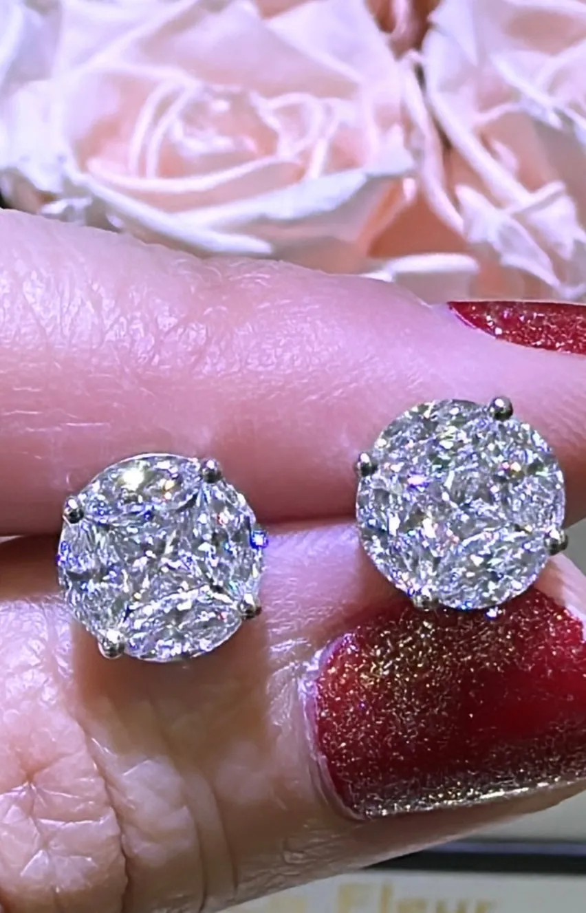 2.05ct tw Diamond Invisible-set Stud Earrings