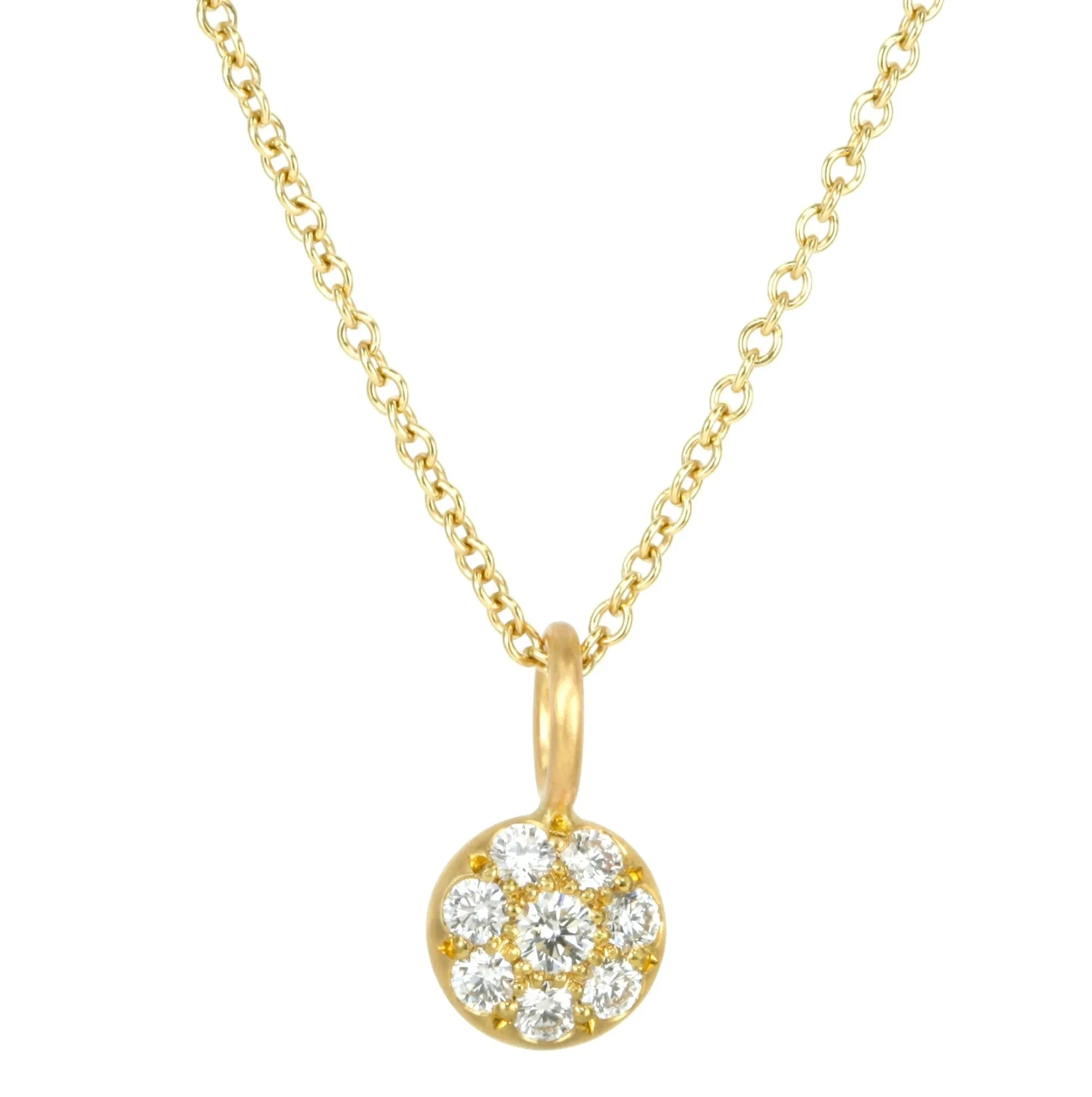 20K Gold Pave Diamond "Mini Lentil" Pendant