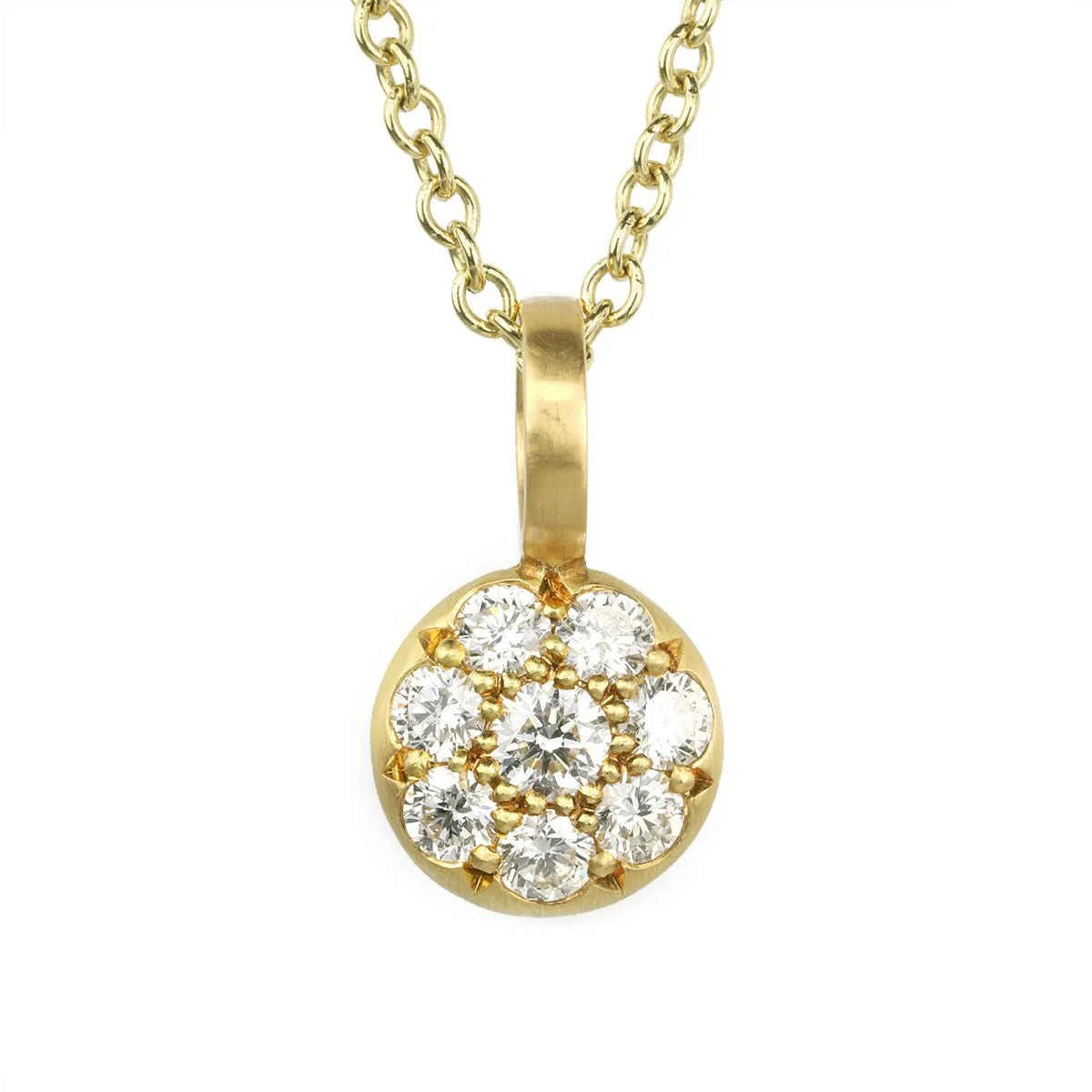 20K Gold Pave Diamond "Mini Lentil" Pendant