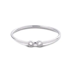 20K White Gold Double Diamond Stack Ring