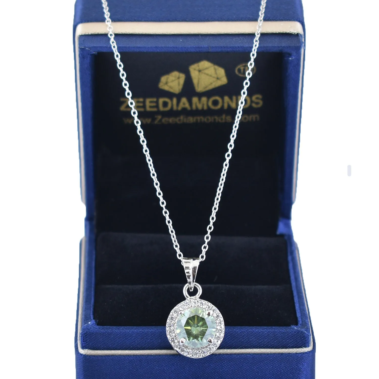 2.10 Ct AAA Certified Blue Diamond Pendant With White Accents, Great Shine & Luster ! WATCH VIDEO