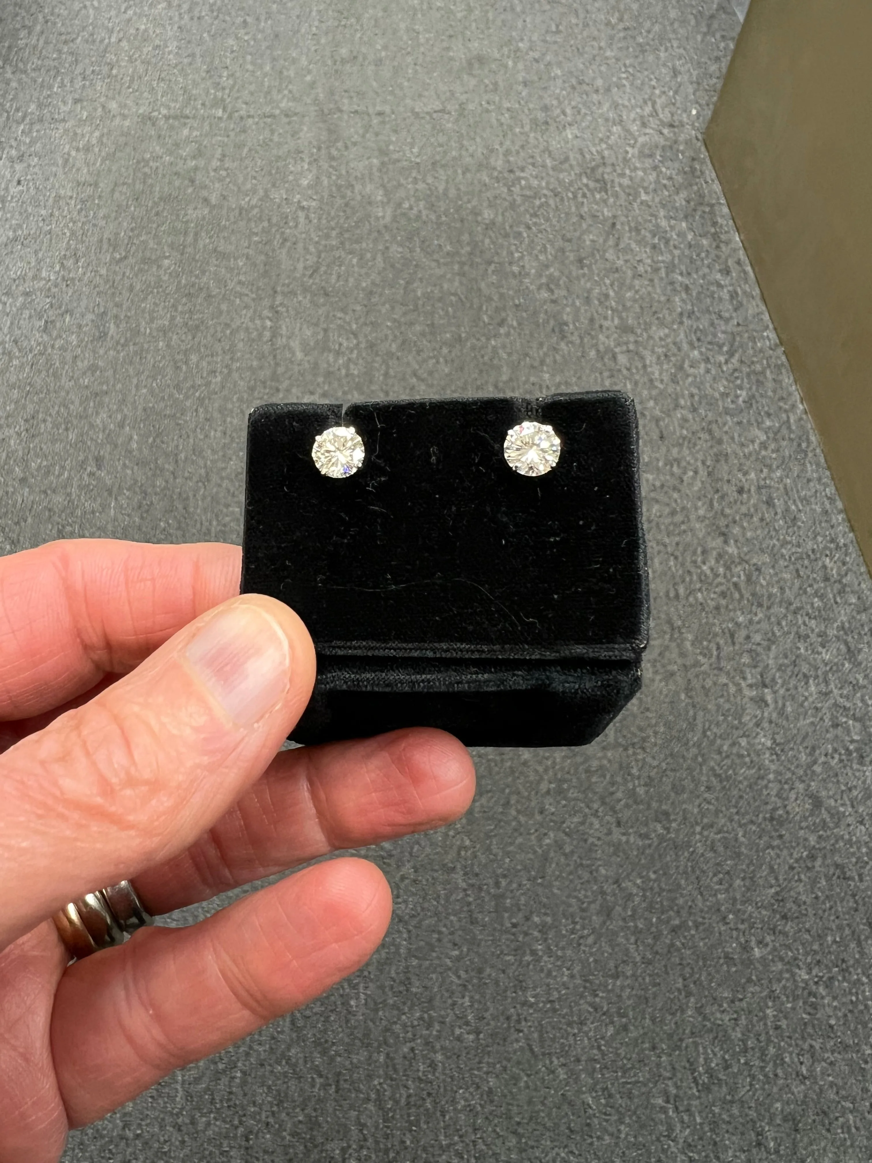 2.18 Carat Solitaire Diamond White Gold Studs