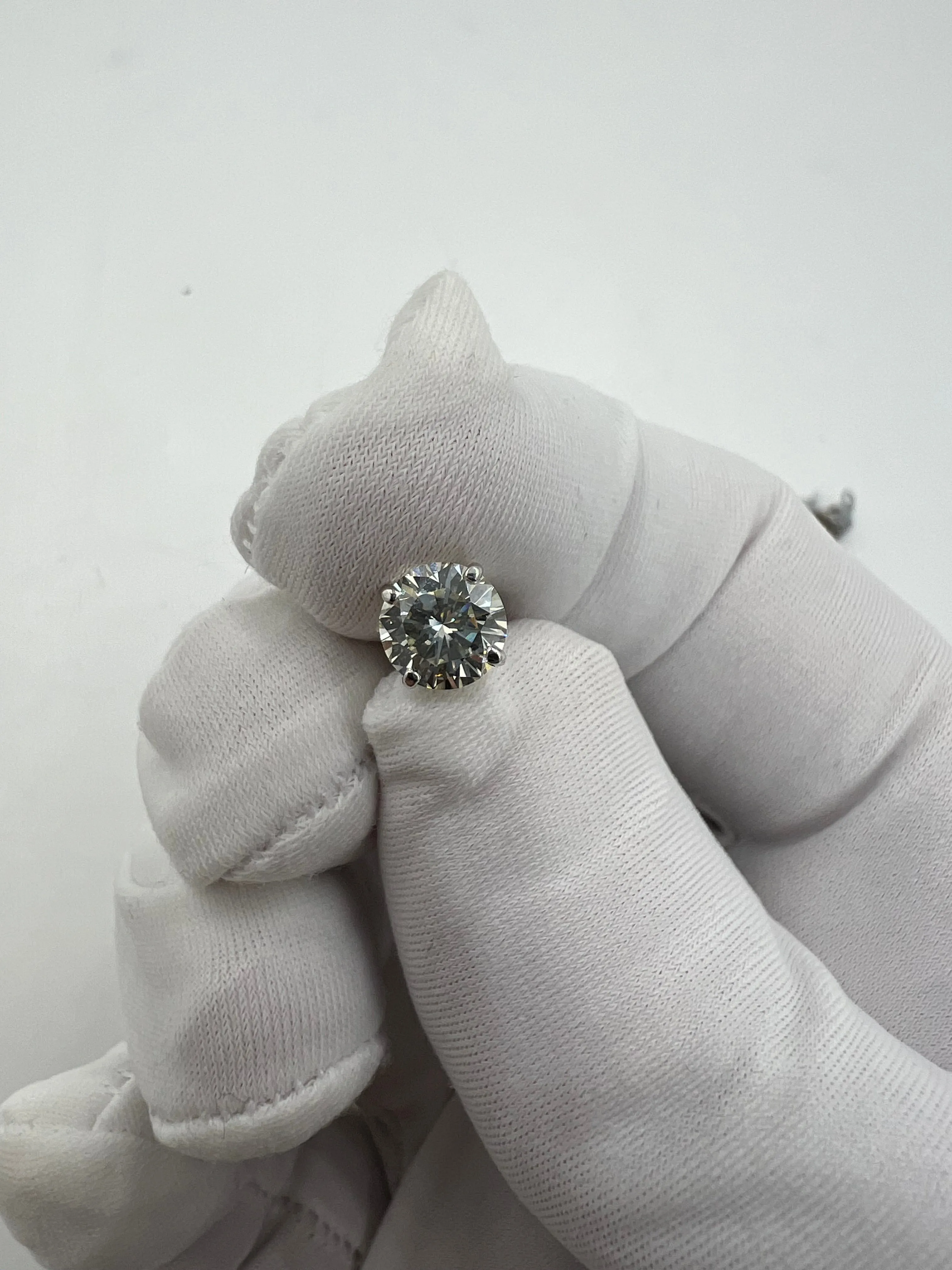 2.18 Carat Solitaire Diamond White Gold Studs
