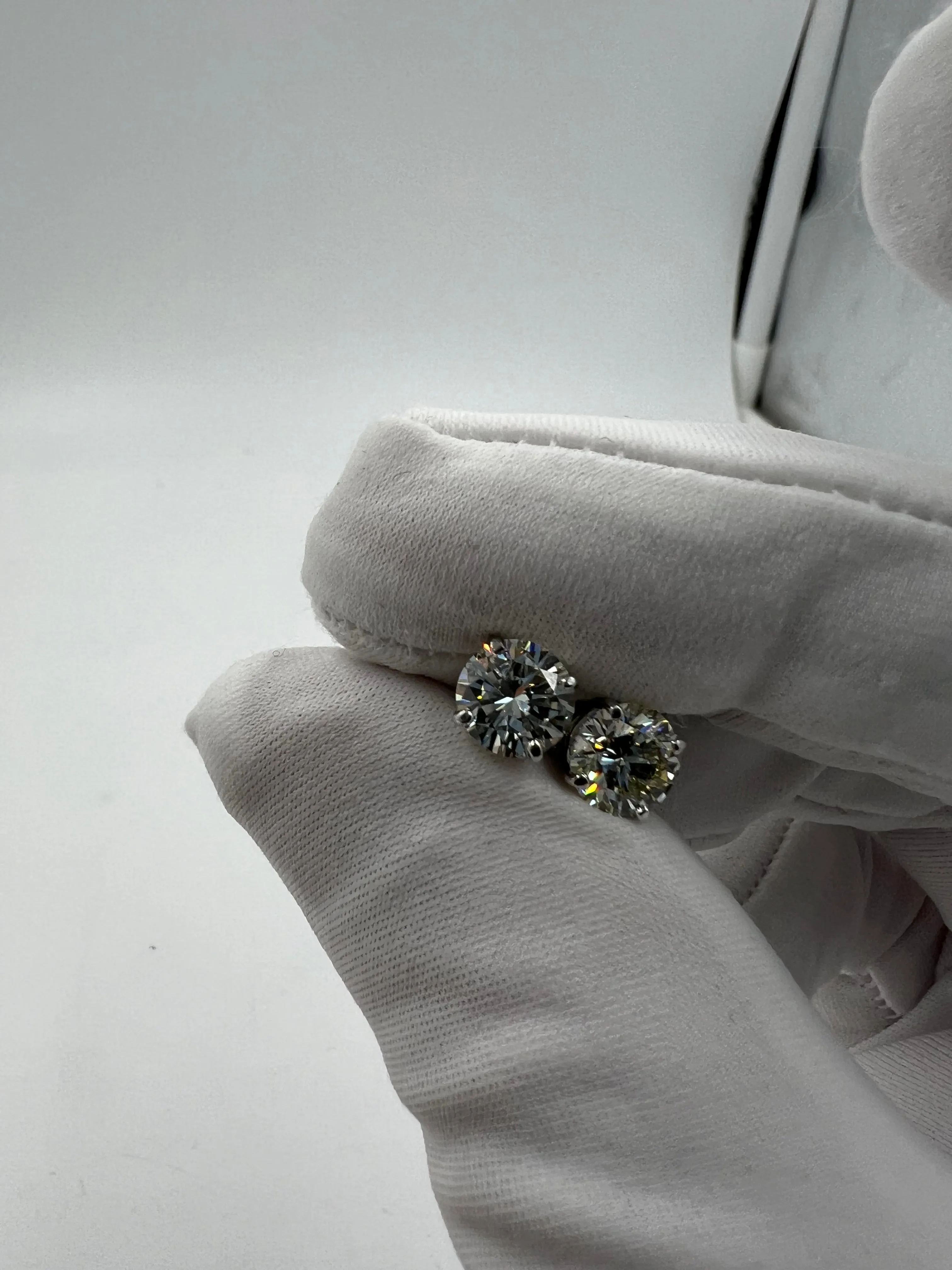 2.18 Carat Solitaire Diamond White Gold Studs