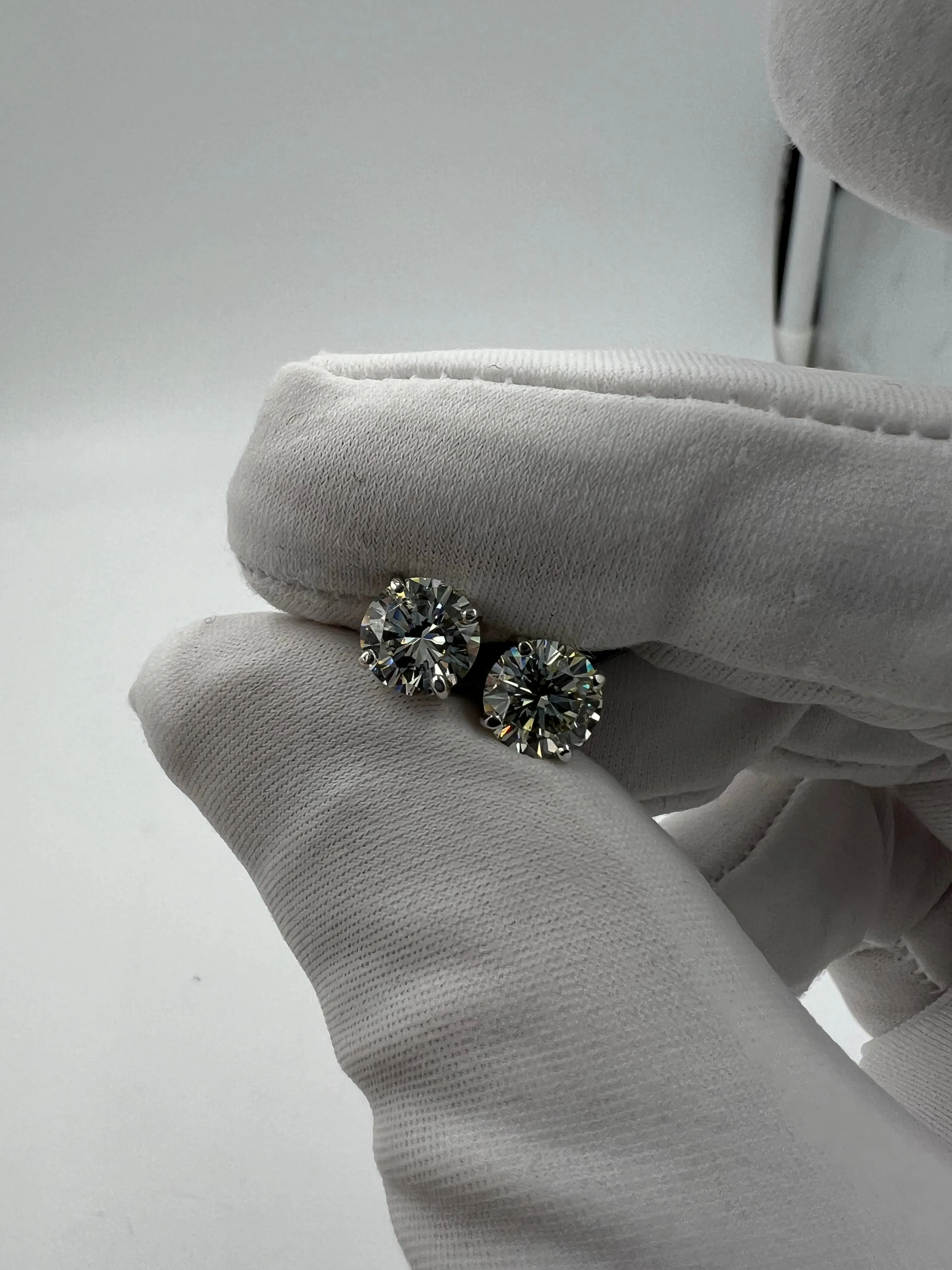 2.18 Carat Solitaire Diamond White Gold Studs