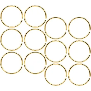 22 Gauge 5/16 Gold Tone Anodized Seamless Circular Ring Set of 12