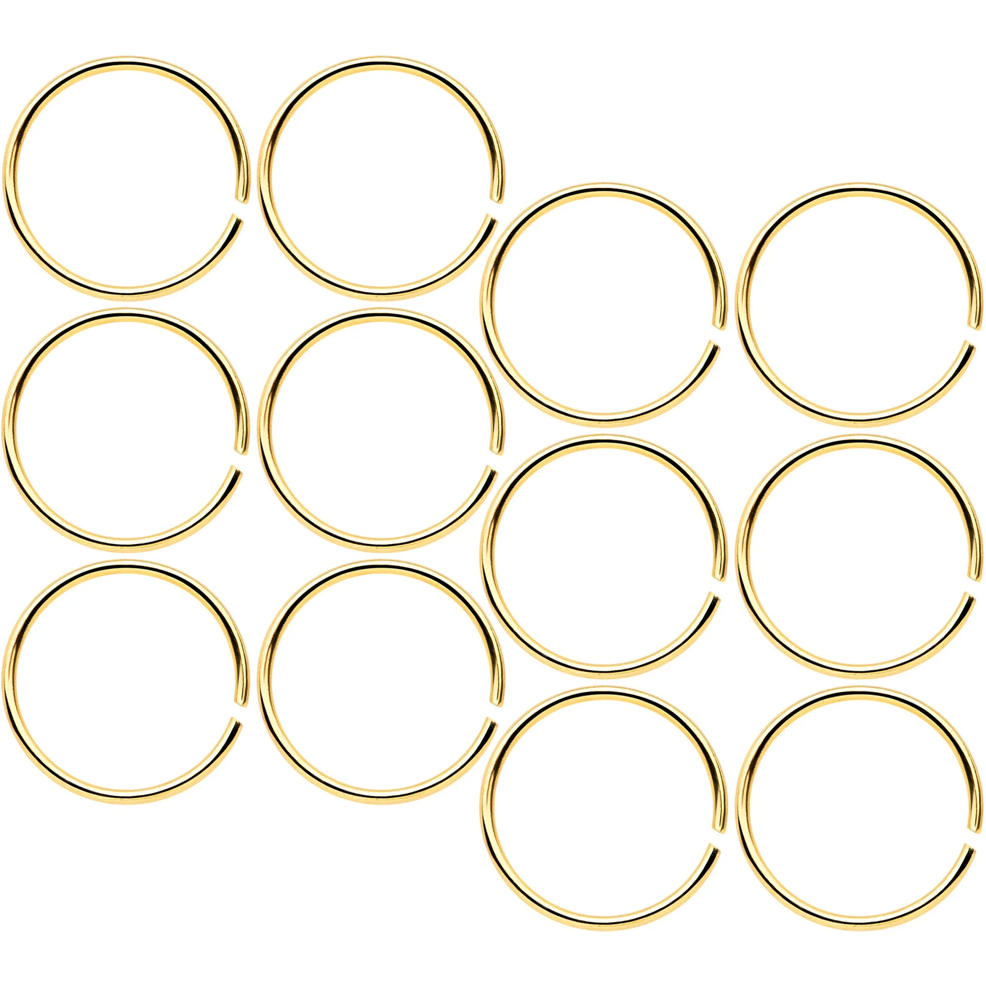22 Gauge 5/16 Gold Tone Anodized Seamless Circular Ring Set of 12