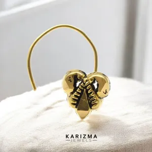 22k Real Gold Indian Women Oxidized Heart design Twisted Nose Stud