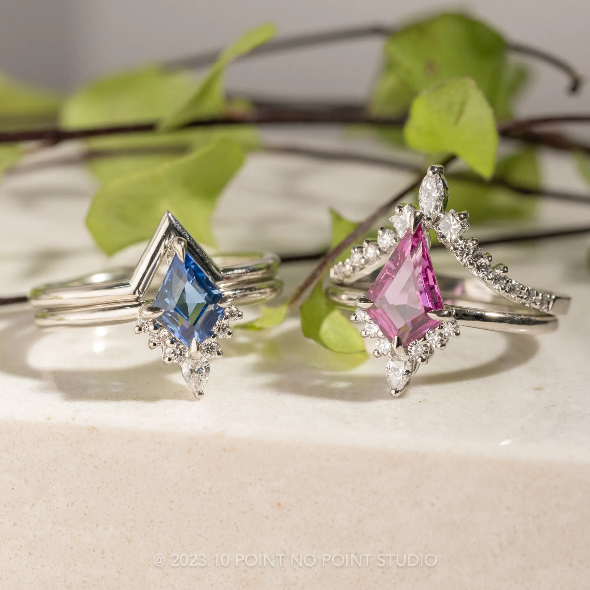 2.37 Carat Blue Kite Sapphire Engagement Ring, Ava Setting, Platinum