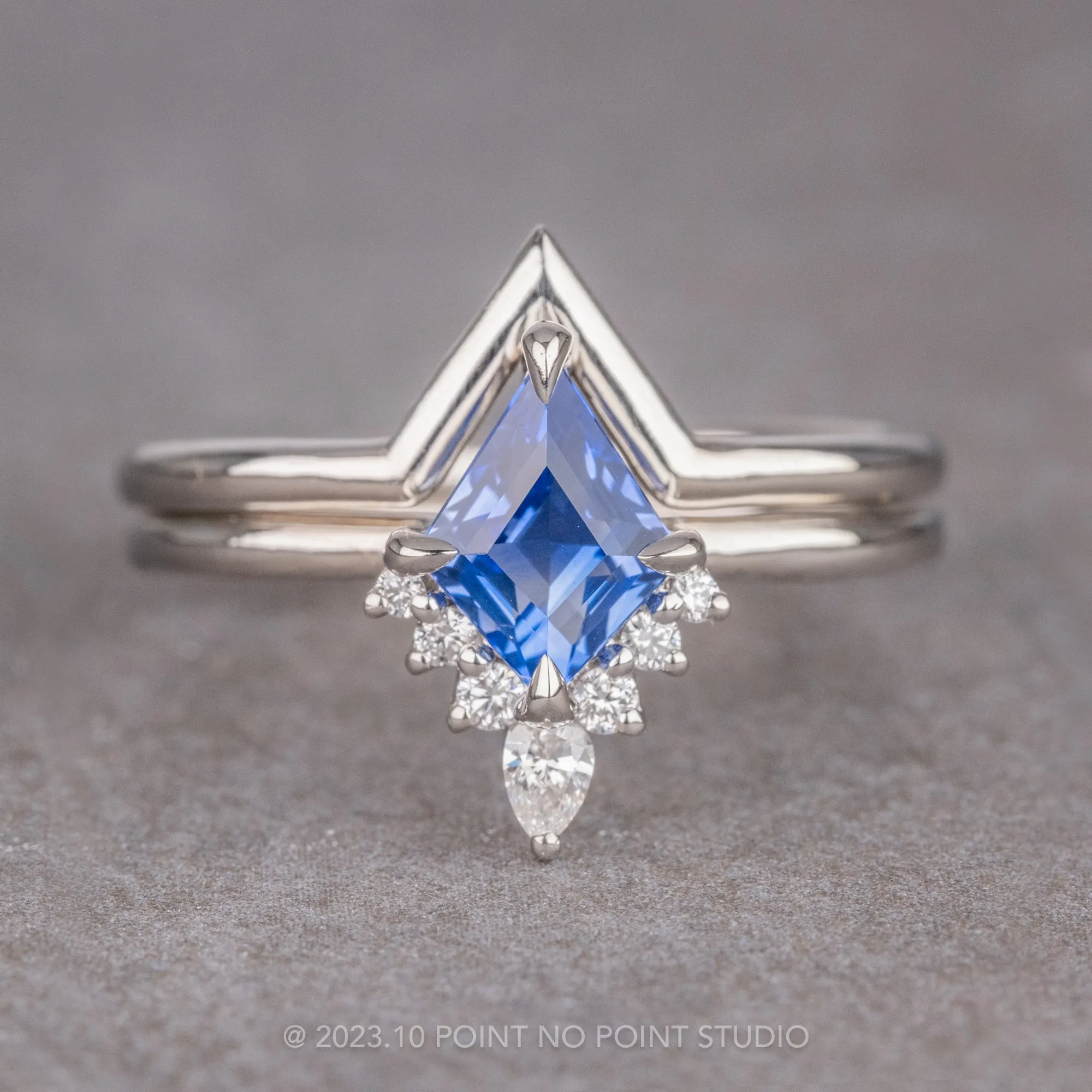 2.37 Carat Blue Kite Sapphire Engagement Ring, Ava Setting, Platinum