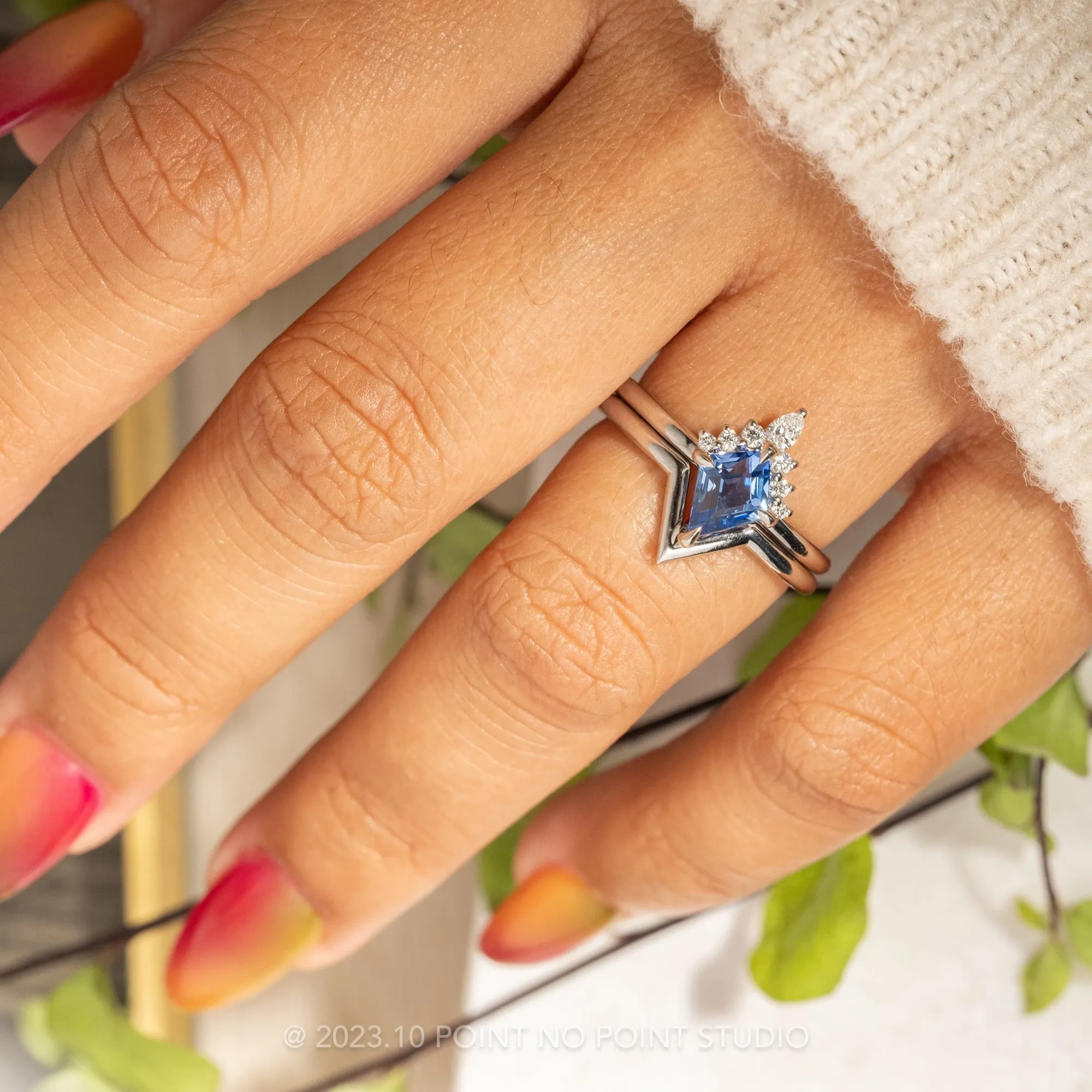 2.37 Carat Blue Kite Sapphire Engagement Ring, Ava Setting, Platinum
