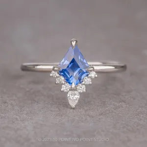 2.37 Carat Blue Kite Sapphire Engagement Ring, Ava Setting, Platinum