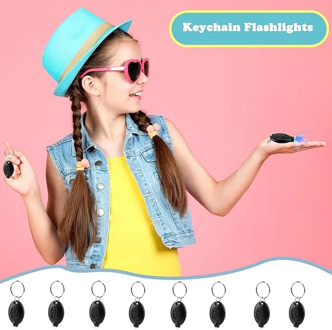 24 Pack Mini Led Flashlight Keychain Portable Ultra Bright Small Flashlight Key Ring for Outdoor Night Activities and Emergency Lighting (Color Set 2)