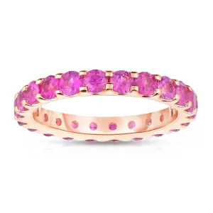 2.50Ct Pink Sapphire Eternity Ring in 14K Rose Gold