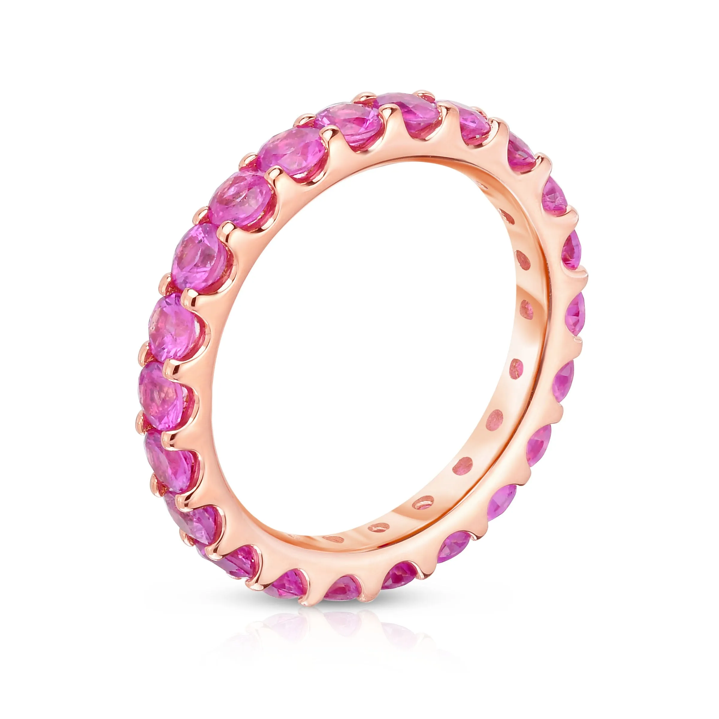 2.50Ct Pink Sapphire Eternity Ring in 14K Rose Gold