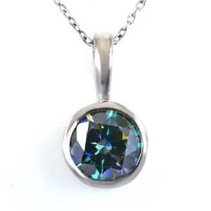2.75 Ct AAA Quality Blue Diamond Solitaire Pendant, Amazing Shine & Luster, Christmas gift, Fiancée gift
