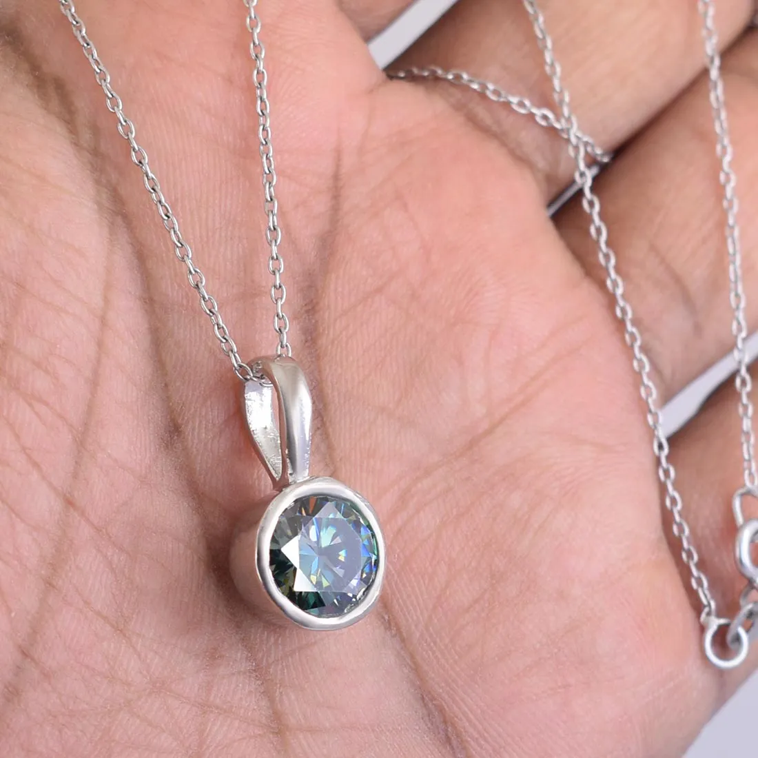 2.75 Ct AAA Quality Blue Diamond Solitaire Pendant, Amazing Shine & Luster, Christmas gift, Fiancée gift