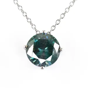 2.95 Ct Round Blue Diamond Solitaire Pendant with AAA Certified