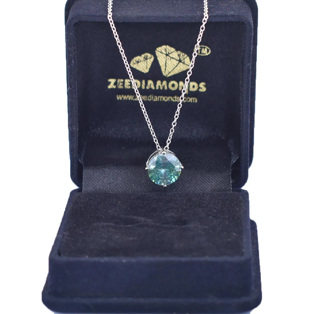 2.95 Ct Round Blue Diamond Solitaire Pendant with AAA Certified
