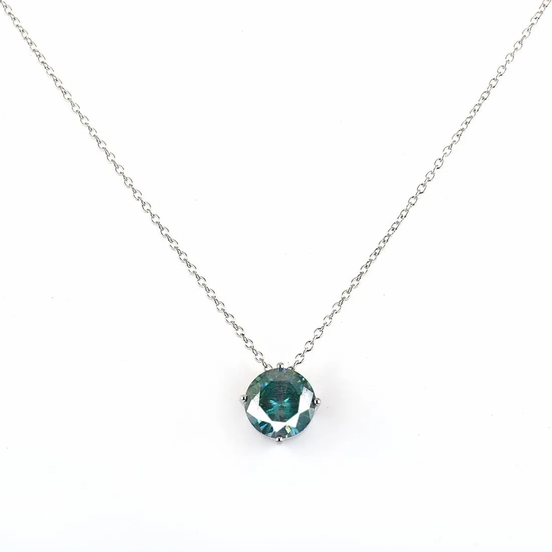 2.95 Ct Round Blue Diamond Solitaire Pendant with AAA Certified