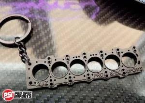 2JZ Head Gasket Keychain, exact miniature, solid metal, suits Toyota Supra, Aristo, Crown, Chaser, Soarer, Lexus IS300, SC300, GS300