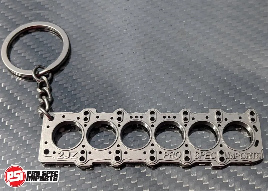 2JZ Head Gasket Keychain, exact miniature, solid metal, suits Toyota Supra, Aristo, Crown, Chaser, Soarer, Lexus IS300, SC300, GS300