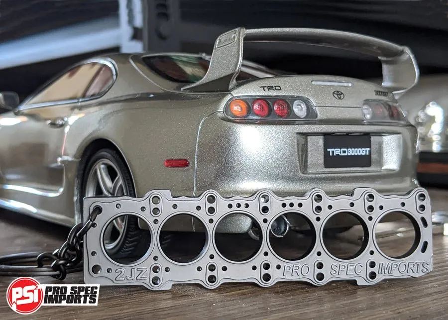 2JZ Head Gasket Keychain, exact miniature, solid metal, suits Toyota Supra, Aristo, Crown, Chaser, Soarer, Lexus IS300, SC300, GS300