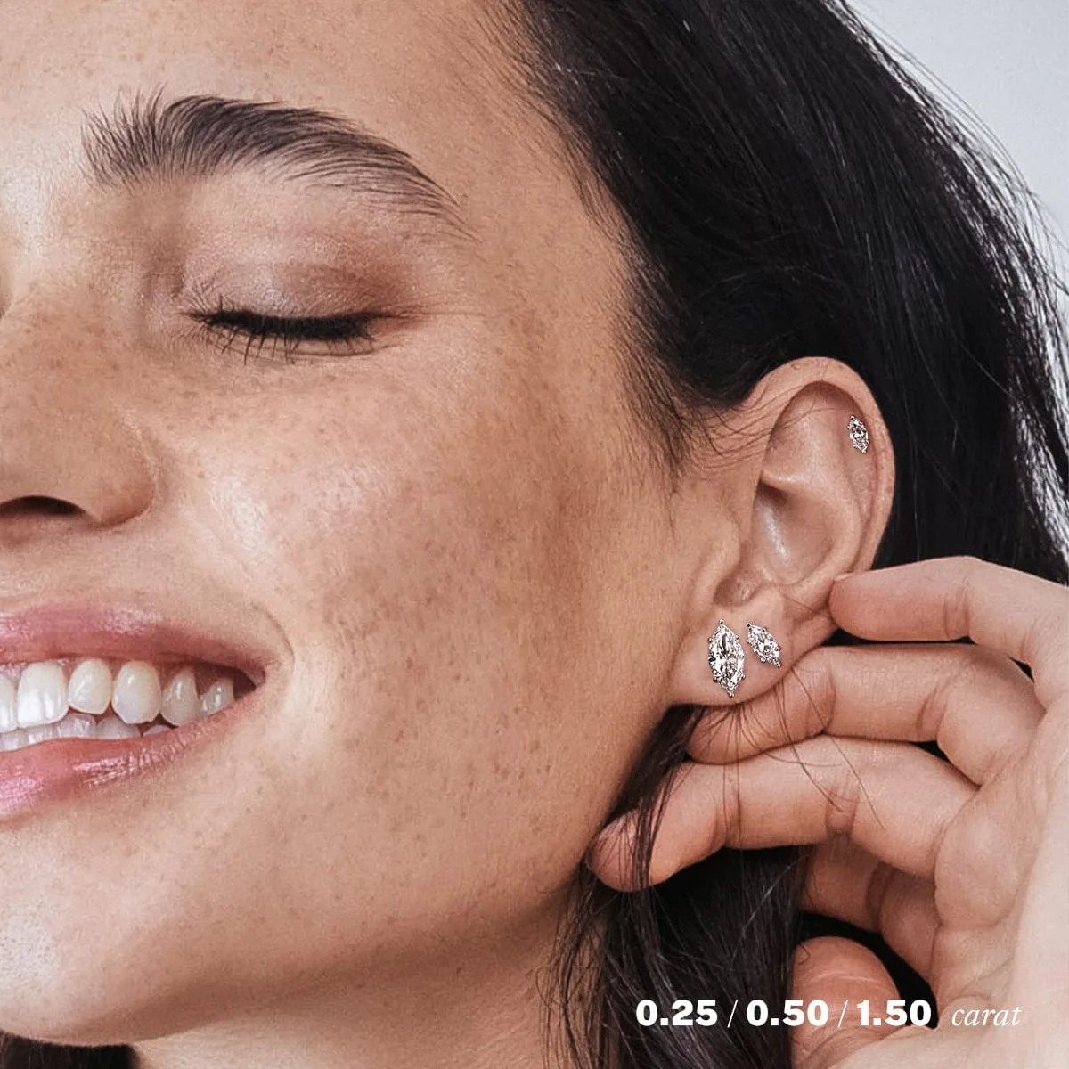 3 carat Marquise Diamond Stud Earrings LAB