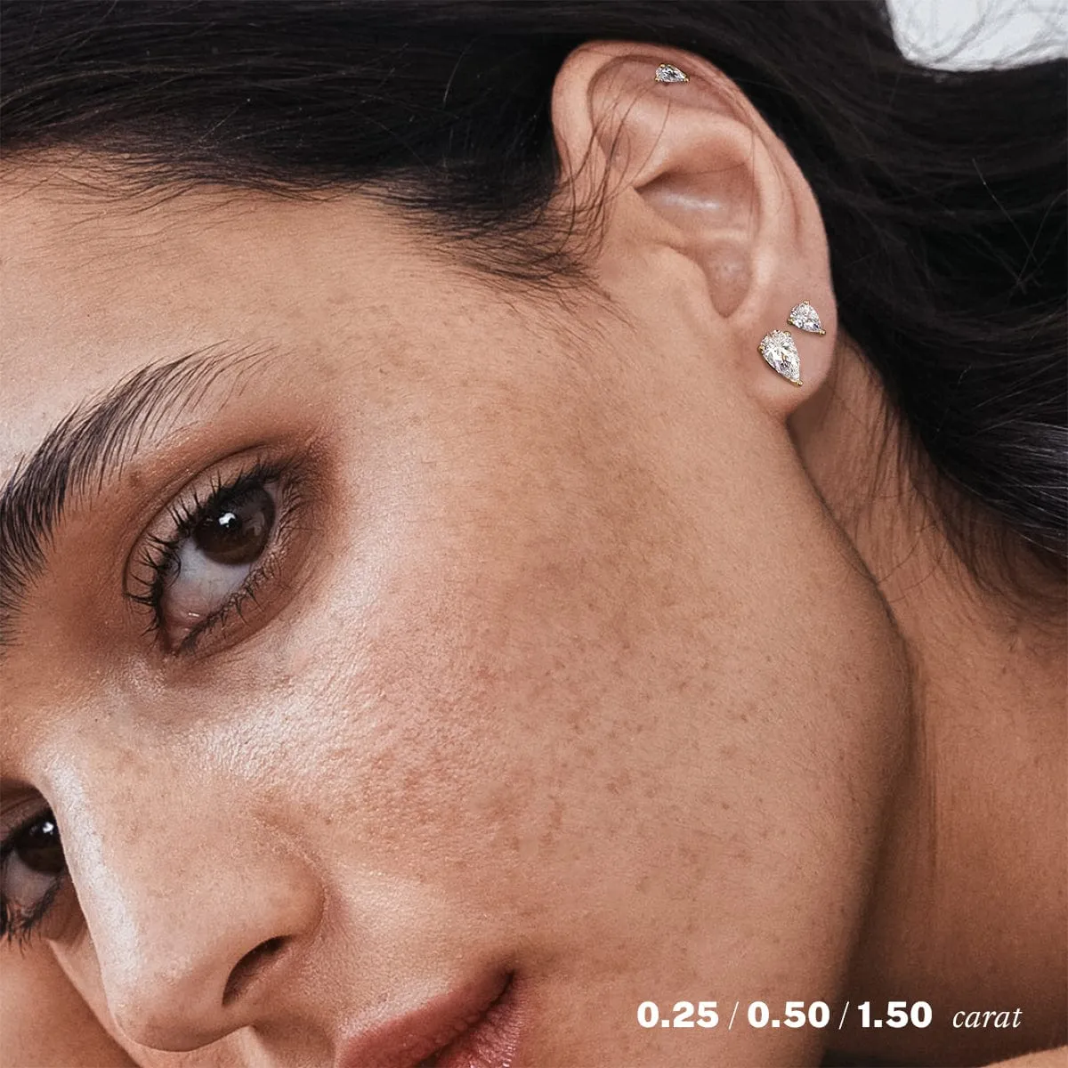 3 carat Pear Diamond Stud Earrings