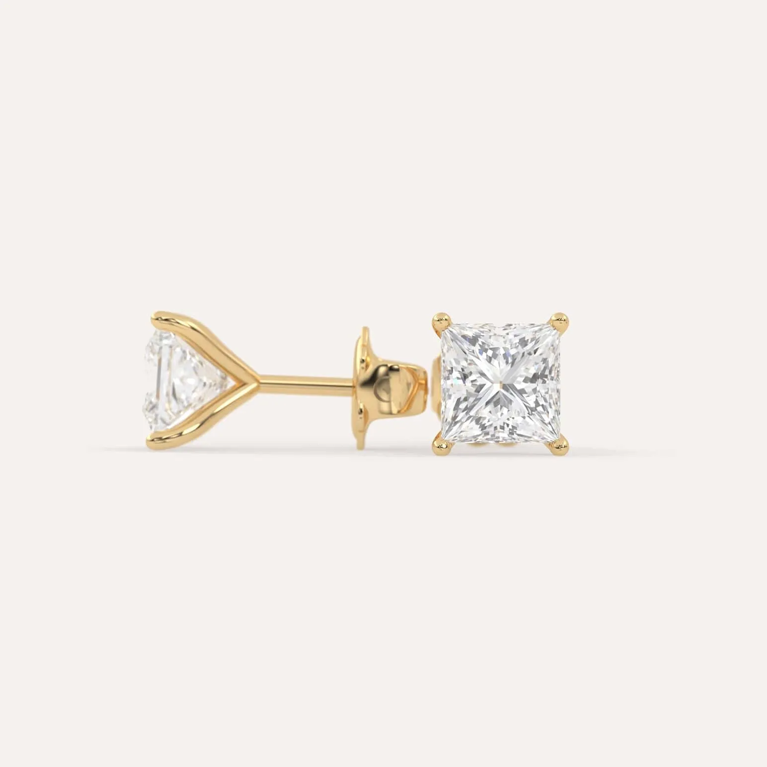 3 carat Princess Diamond Stud Earrings