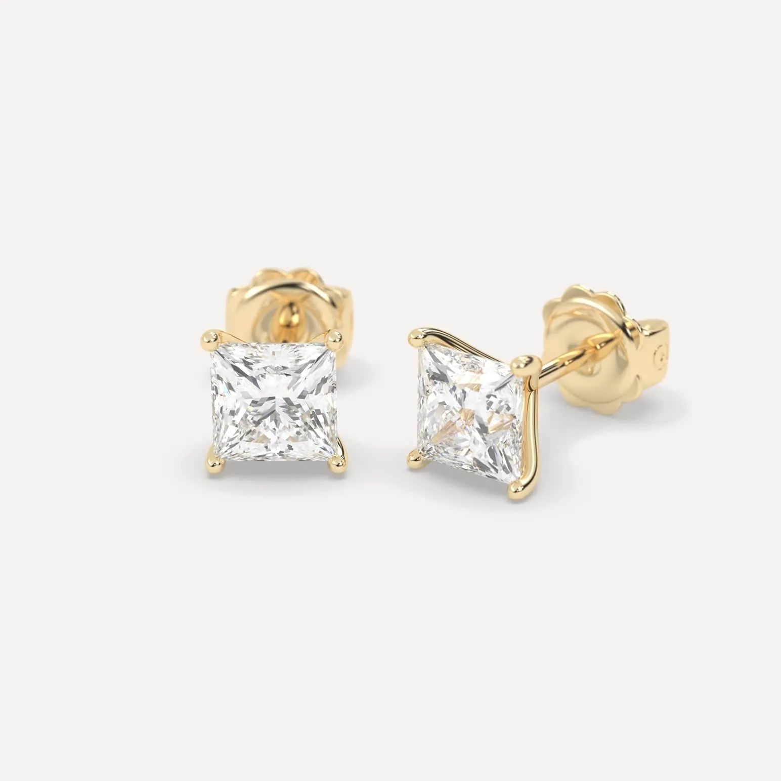 3 carat Princess Diamond Stud Earrings
