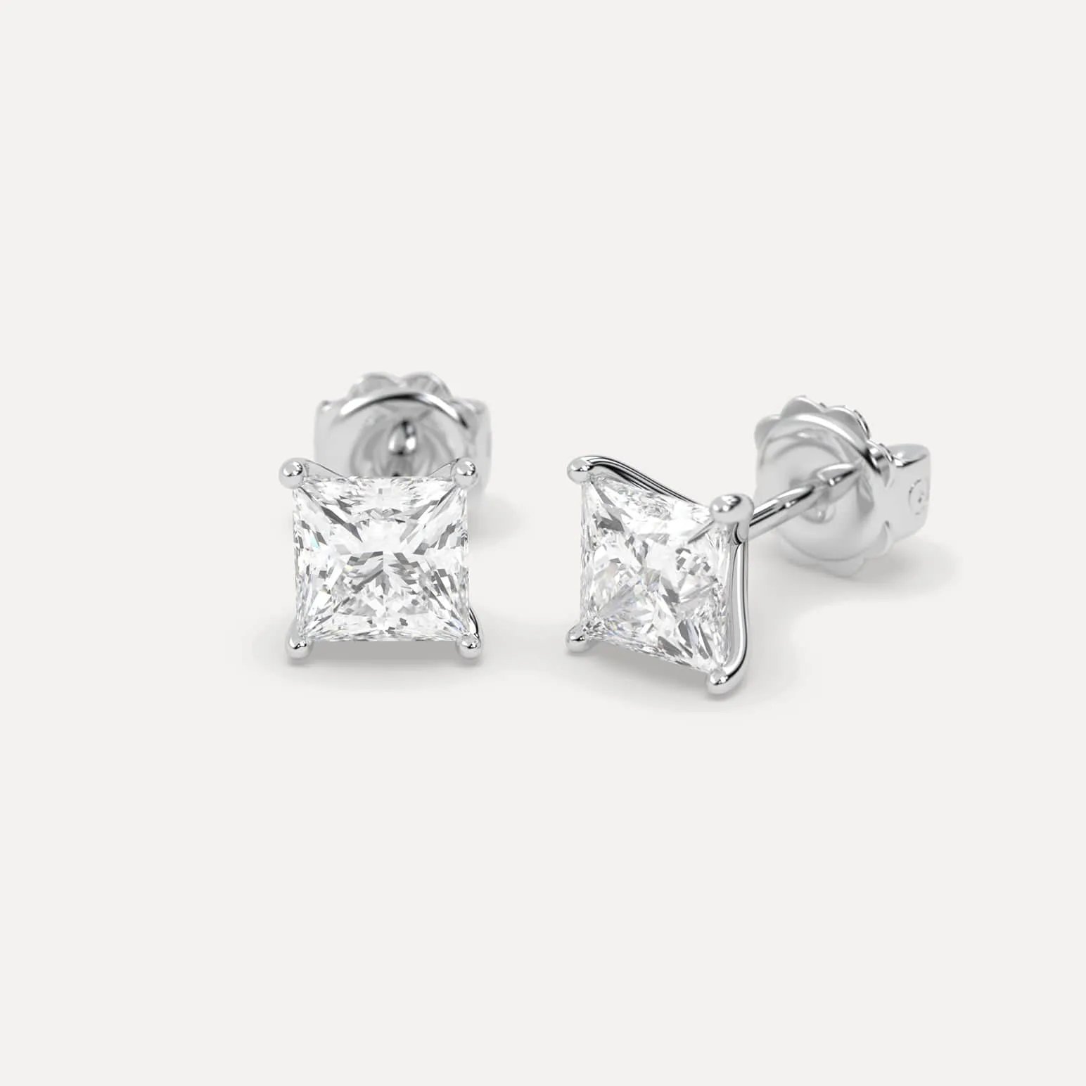 3 carat Princess Diamond Stud Earrings